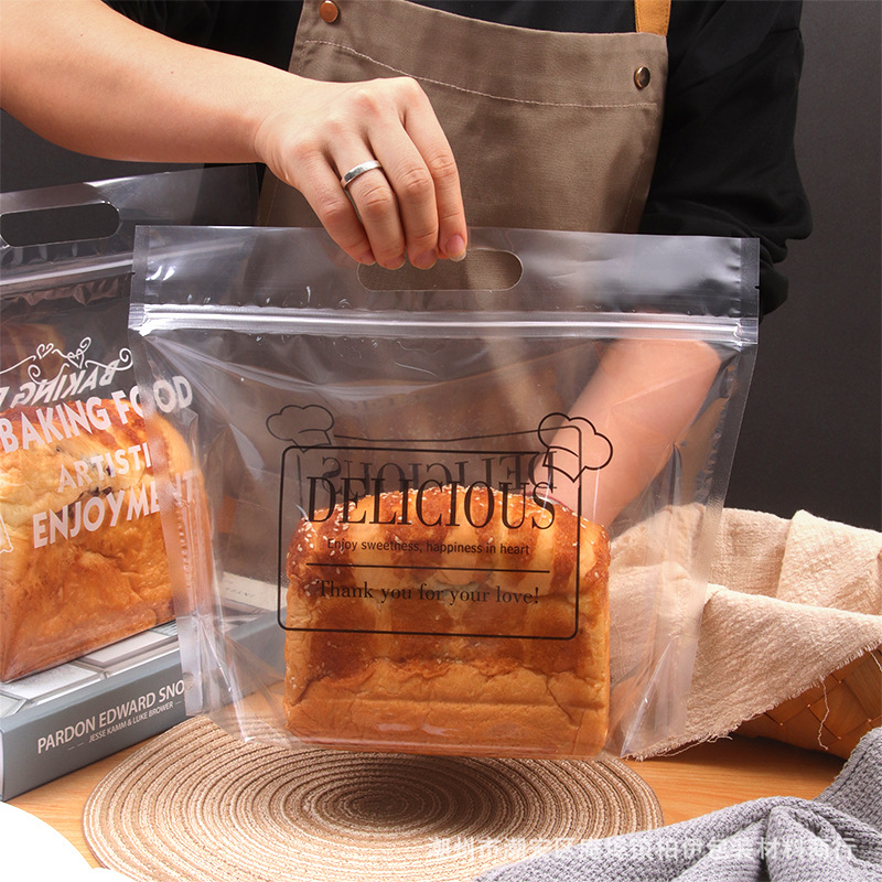 Portable self-sealing transparent zipper 450g toast packaging bag bread bag raw toast toast packaging baking bag