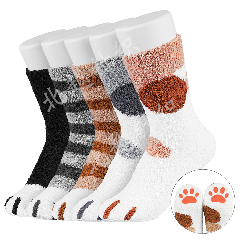 Picture of Coral fleece anti-lint Amazon hot floor socks in autumn and winter thick warm sleep socks KC01