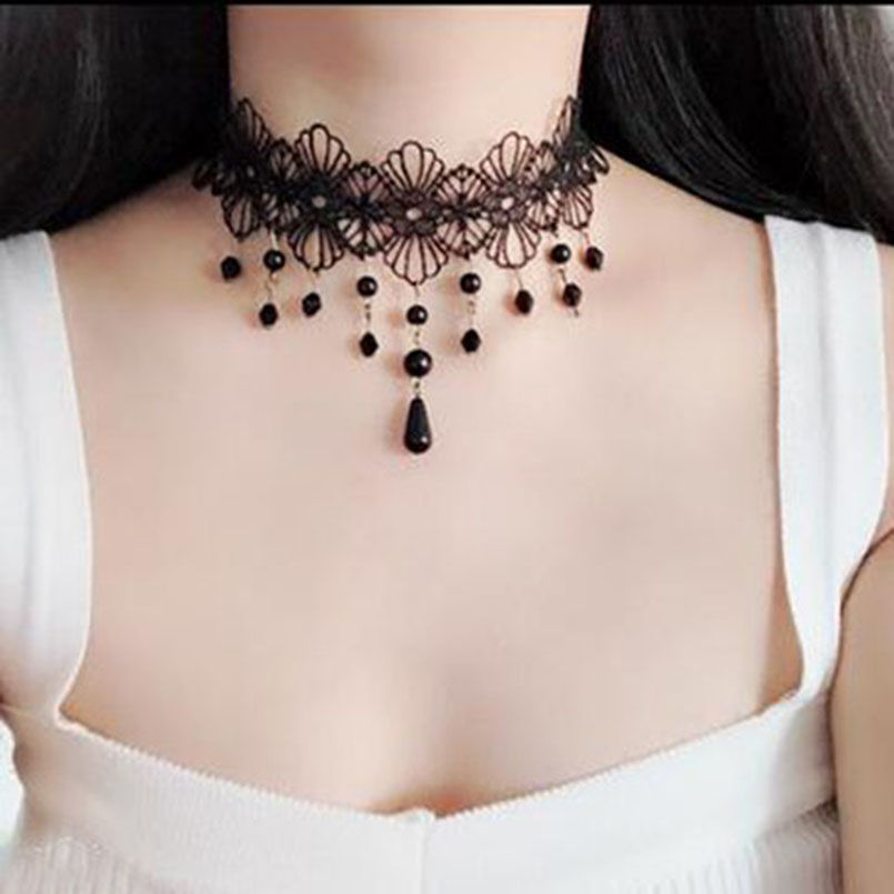 Picture of Cross Border Accessories Women's Neck Strap Court Gothic Spice Girl Neck Chain Lace Necklace Choker Clavicle Chain Collar Collar Vintage
