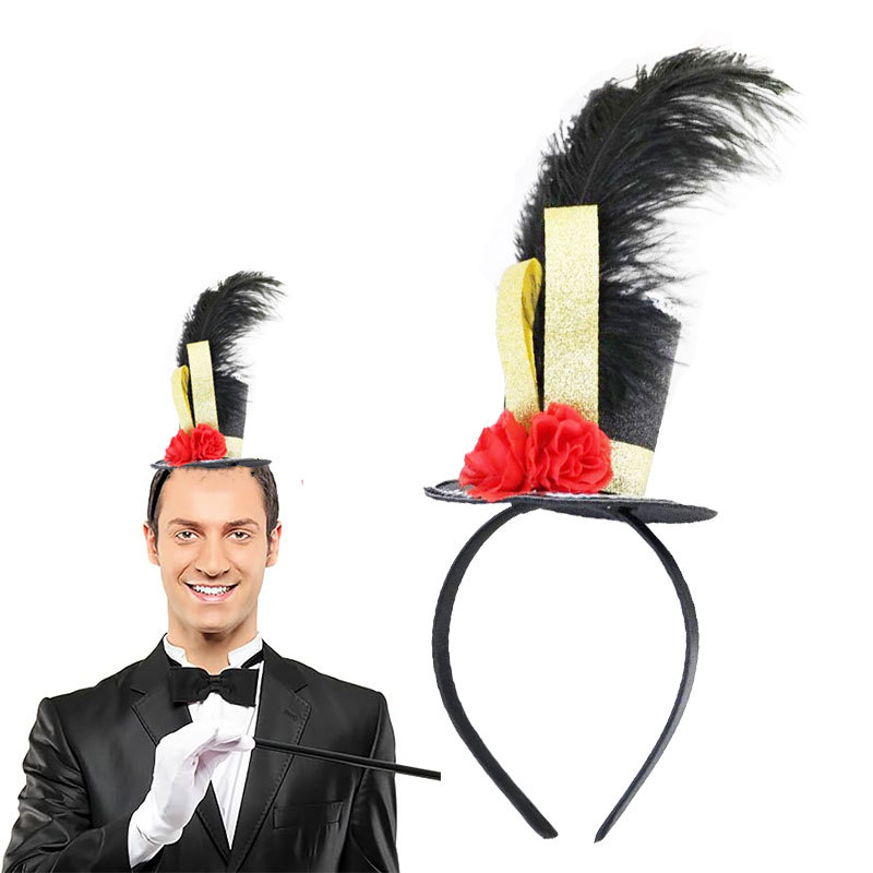 Picture of New Halloween Decorative Headband Masquerade Birthday Party Feather Hat Headband Pie Decoration Props