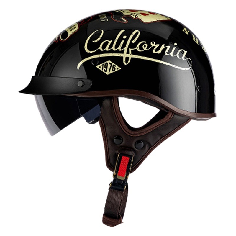 Factory-Made Motorcycle Scooter Helmet, Half-Face Helmet for Men and Women, All-Season Lightweight Retro Motorcycle Helmet for Riding