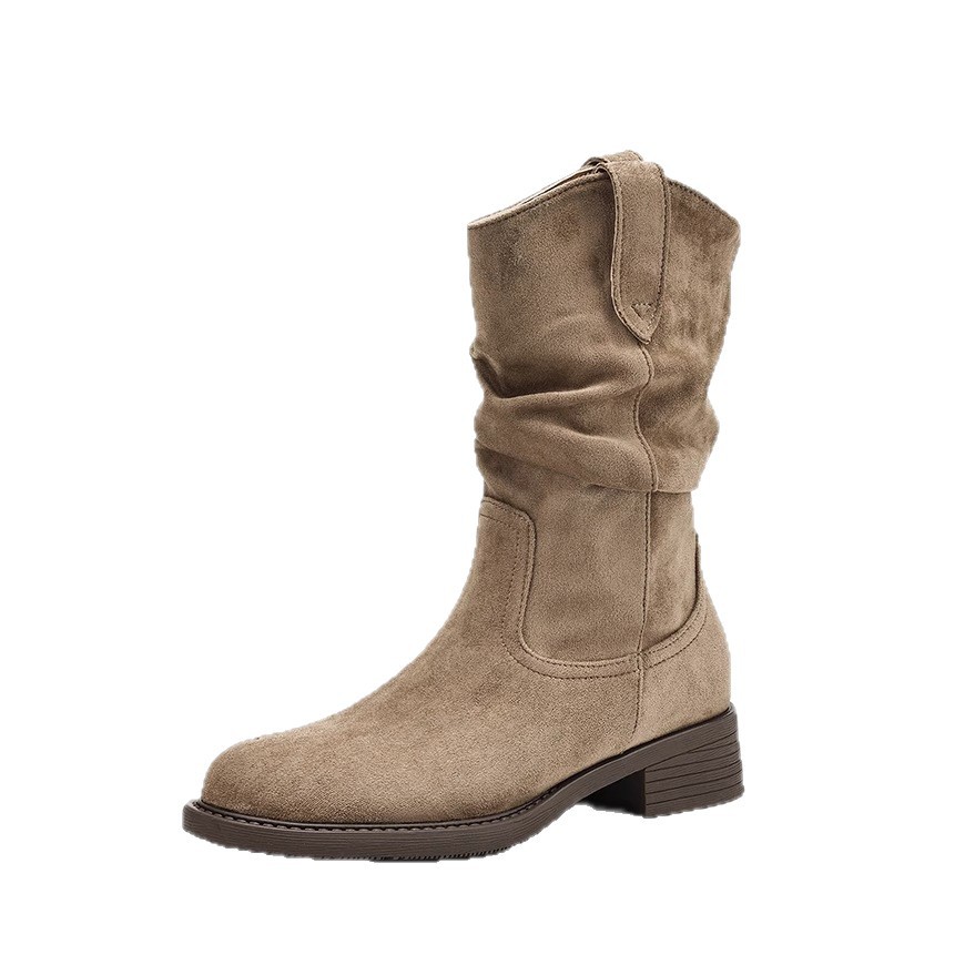 Picture of Stacked boots for women's 2025 fall/winter new Maillard western denim Martin boots, mid-leg boots, stretch boots, skinny boots