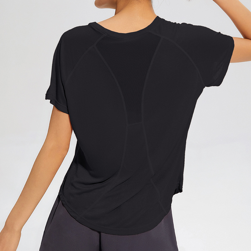 Picture of European and American Sports Short-sleeved Women's Yoga Top Gym Running Training Loose T-shirt Mesh Thin Fitness Clothes for Summer