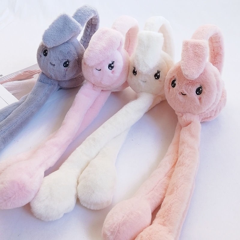Shake the same rabbit hat moving rabbit ear hat Net red cute children's Earmuffs Ear warm ear bag