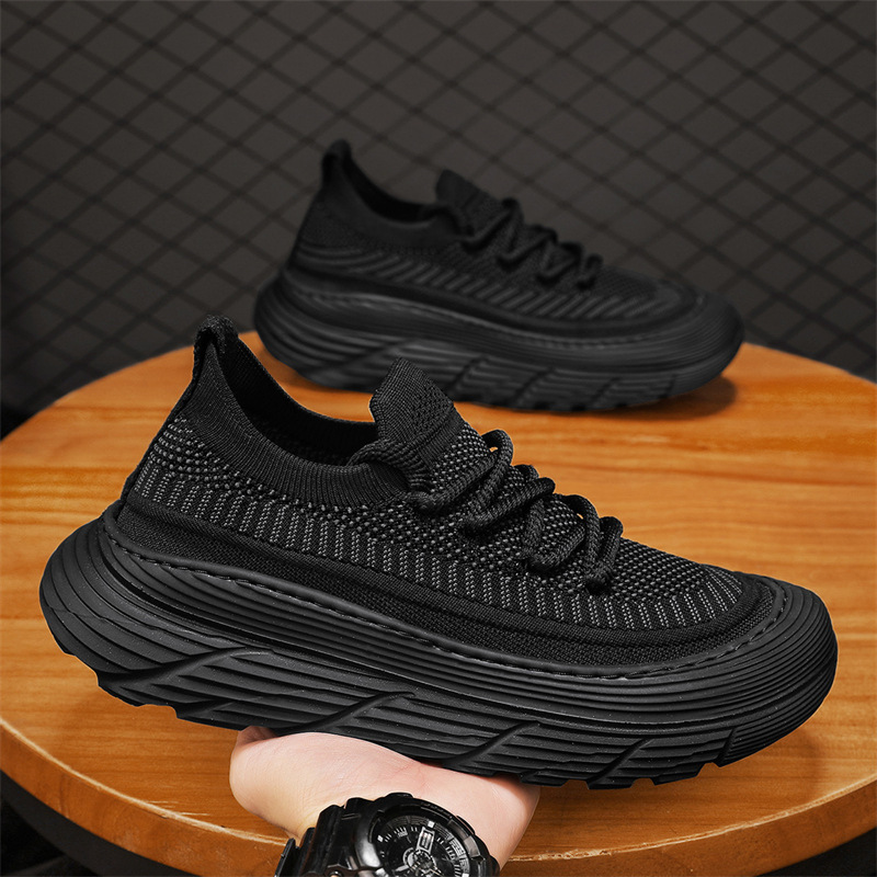 2024 Spring Men's Casual Shoes New Arrival Flying Woven All-Match Casual Simple Breathable Slip-on Sports Mesh Shoes Trendy