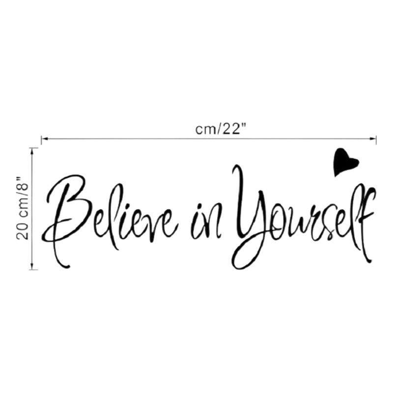 New English Believe on yourself carved wall stickers living room bedroom creative stickers ML-1024