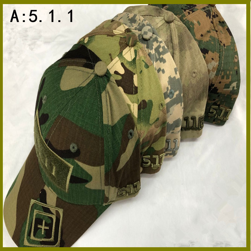 Cross-Border 5.11 Velcro Target Baseball Cap for Men and Women Embroidered Outdoor Tactical Jungle Casual Duck Tongue Military Fan Hat
