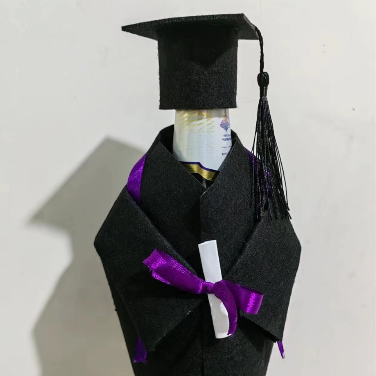 Non-Woven Fabric Mini Doctor's Gown Student Costume Wine Bottle Decoration DIY Props Graduation Event Party Felt Crafts