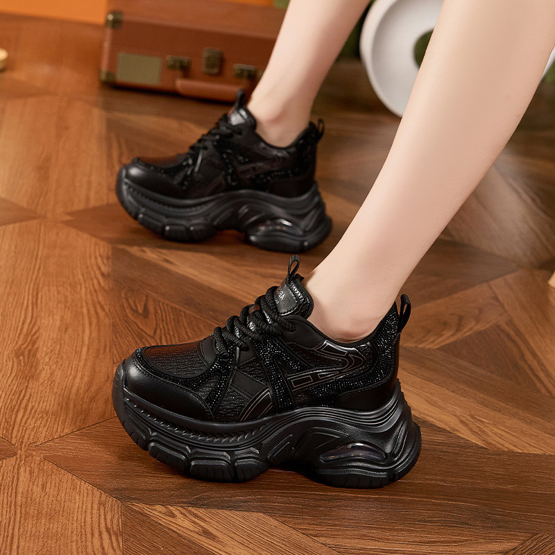 Picture of Thick-soled daddy shoes women's 2025 fall new fashion rhinestone versatile inner height increase women's shoes air cushion casual sneakers