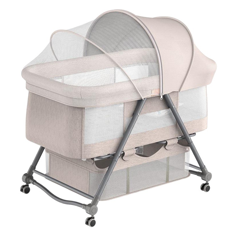 Portable portable baby crib foldable height adjustment stitching big bed baby cradle bed BB bed anti-overflow milk