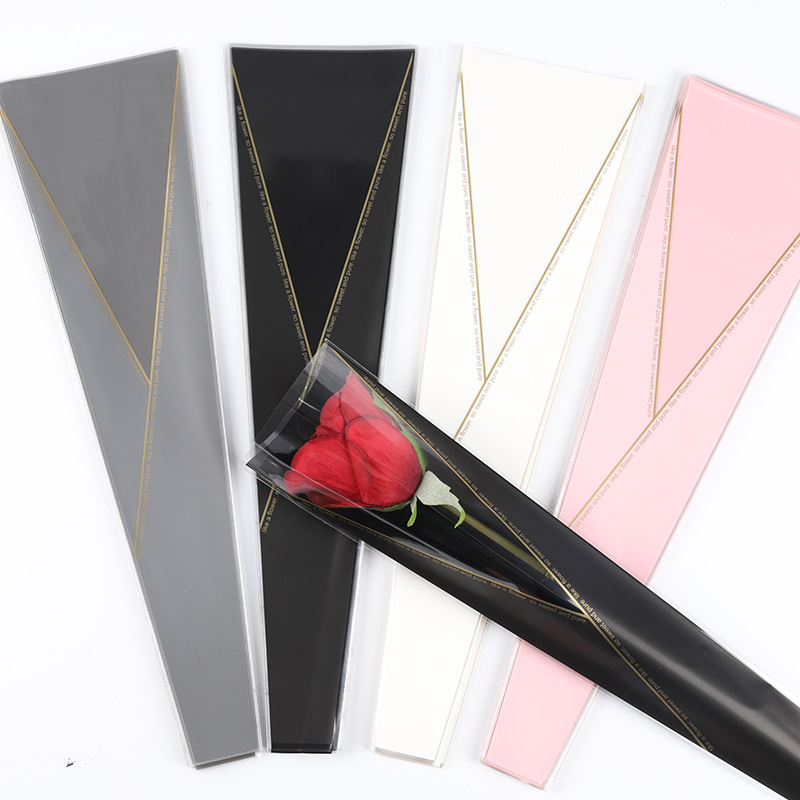 Golden Triangle single bouquet packaging bag single rose bag transparent flower materials packaging materials