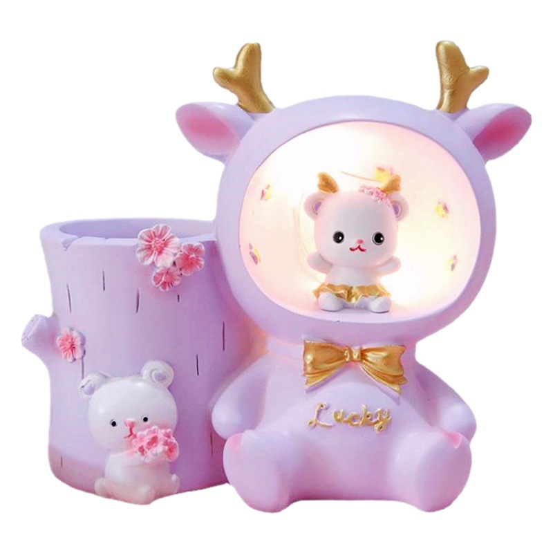 Creative Cute Bella Rabbit Pen Lamp Multi-functional Star Lamp Storage Pen Cage Children's Bedroom Desktop Decoration Ornaments