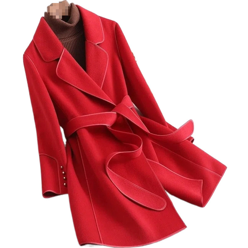 Picture of High-end Korean-style Woolen Coat Women's 2024 Autumn and Winter New Western-style Age-reducing Mid-length Double-sided Woolen Coat Women's Trendy