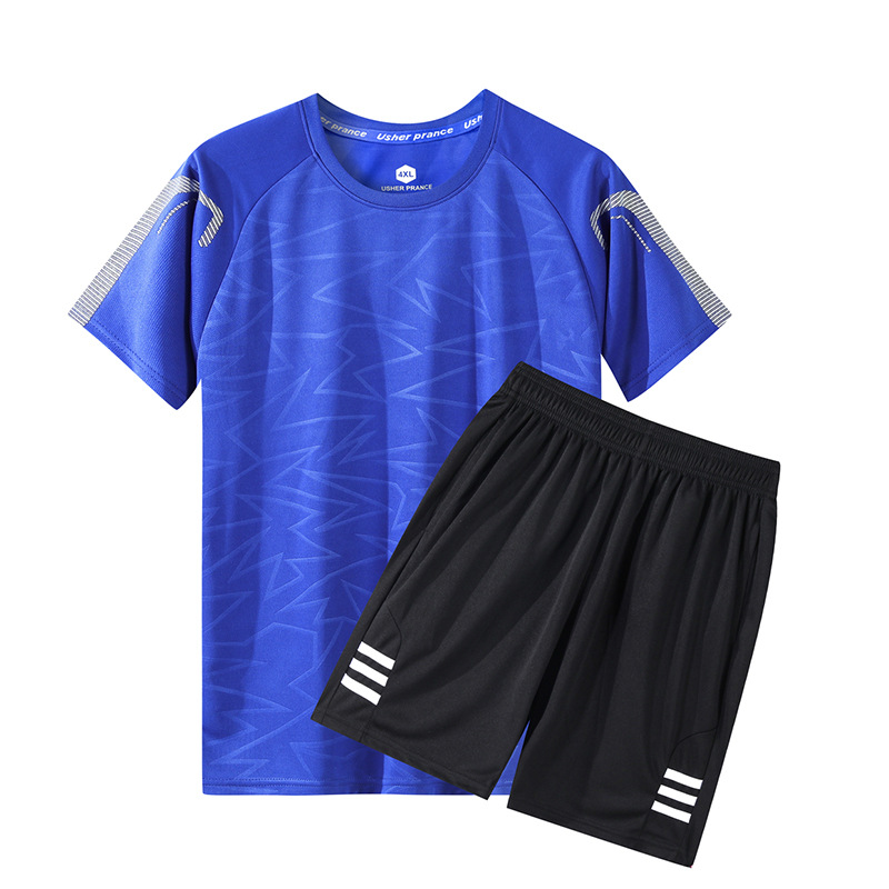 Summer Short-sleeved Shorts Crewneck Printed Couple Running Casual suit Men's Quick-drying Fitness Running Clothes