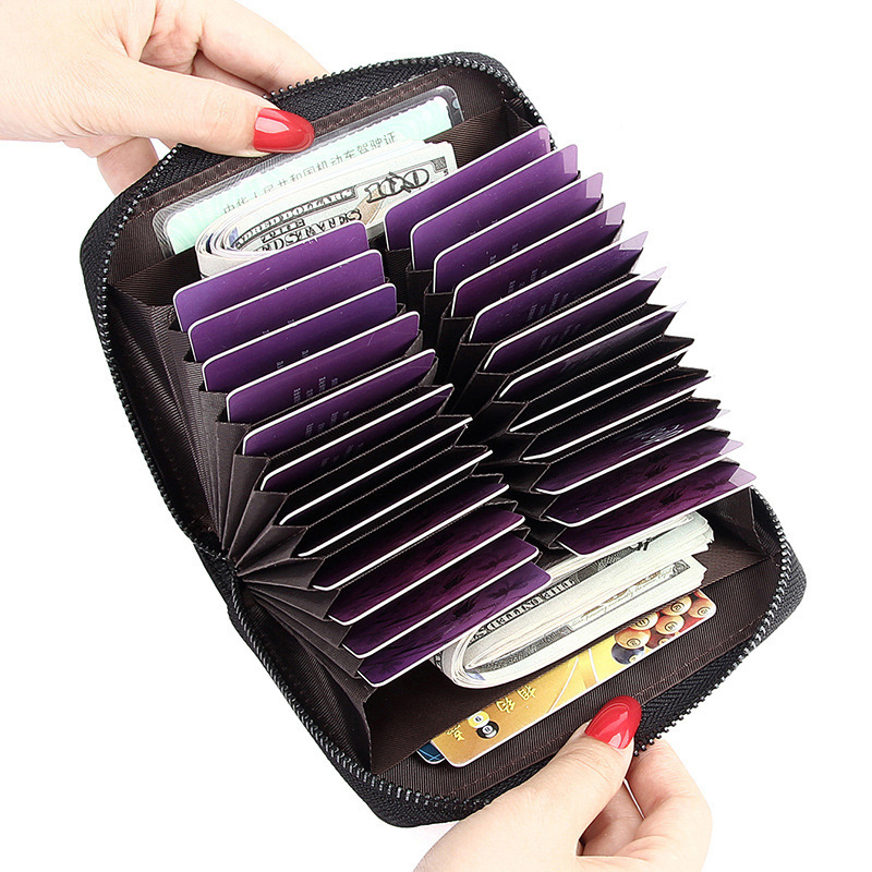 Top Layer Cowhide RFID Anti-theft Card Case Genuine Organ Card Holder Multi-card Holder Passbook Bag Card Bag Women's Card Bag