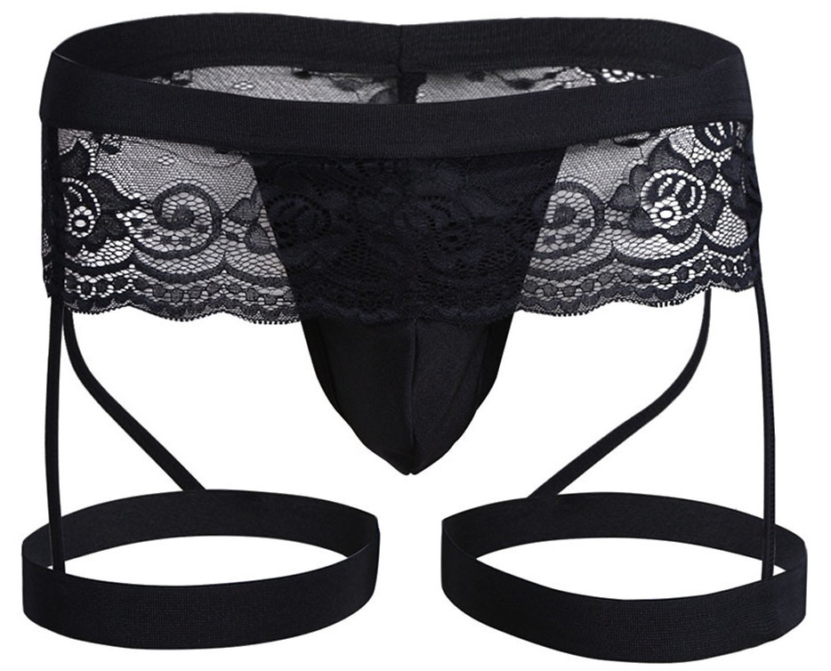 Picture of European and American foreign trade sexy underwear men's lace three-point underwear support wholesale a generation of M1533