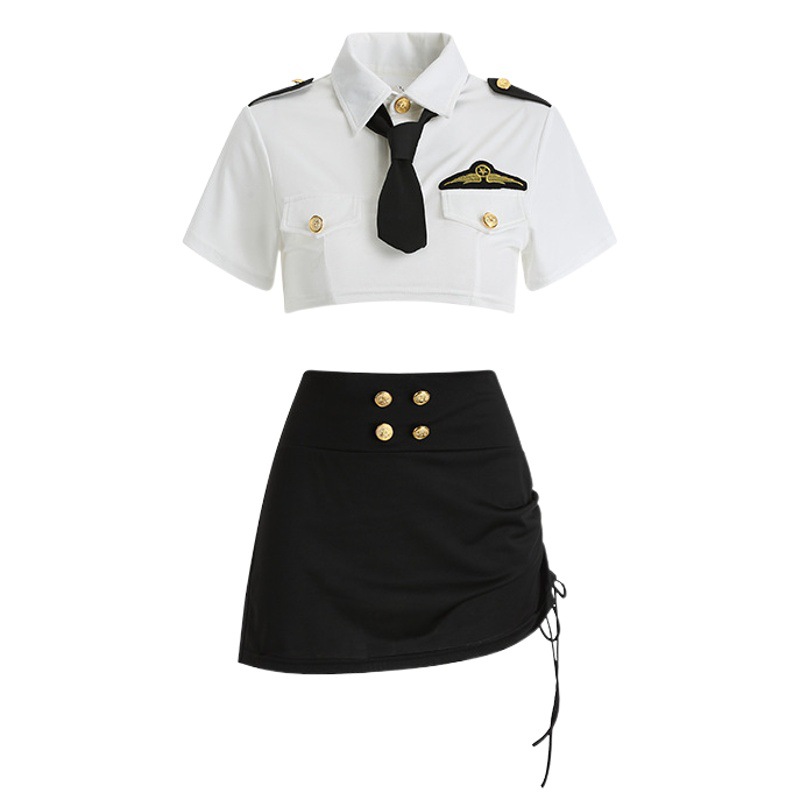 Guiruo sexy lingerie sexy waist temptation hip skirt professional attire female police stewardess uniform coquettish suit 1631