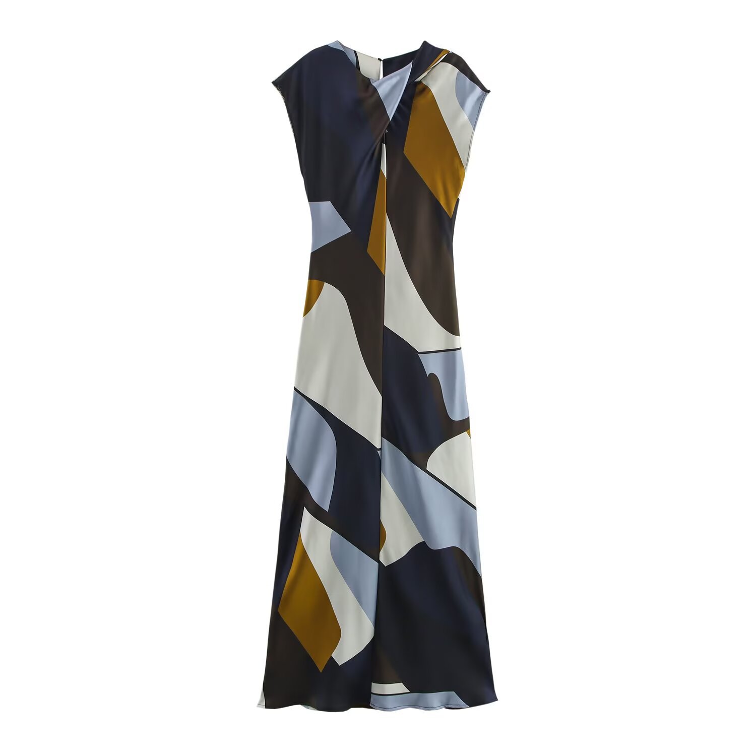 ZA cross-border women's clothing wholesale European and American style new printed silk satin texture sleeveless slim dress 2479124