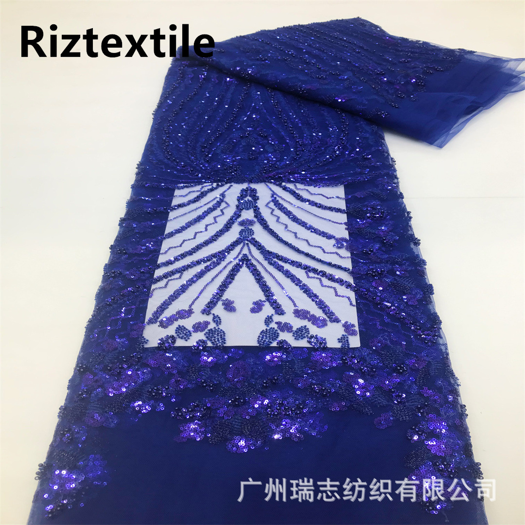 African two-color sequins small bead tube lace foreign trade wedding dress fashion fabric African fabric fabric