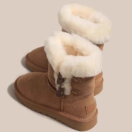 2023 winter new thick-soled snow boots women's fur one-piece warm short boots fleece-lined thick cotton shoes