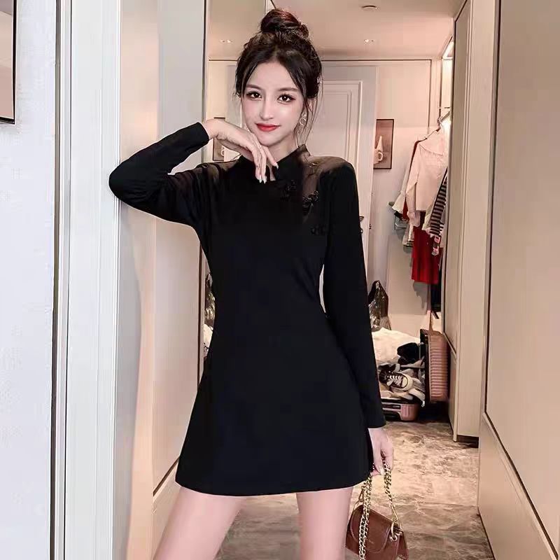 Cross-border autumn and winter women's clothing Chinese style new cheongsam vintage top + waist shorts two-piece set of temperament