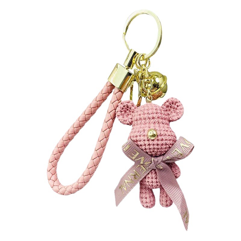 New Resin Wool Bear Keychain Women's Exquisite Car School Bag Pendant Couples Fashion Bag Hanging Small Gifts