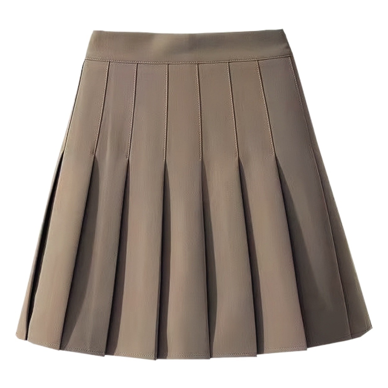 Curry Color Pleated Skirt Women's Autumn and Winter New High Waist A- Line Slimming Age-reducing Navy Blue Black Skirt Large Size Skirt for Summer