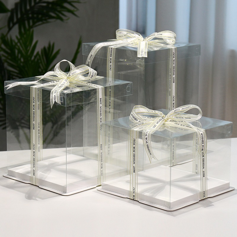 Transparent birthday cake box packaging box 4 inch 6 inch 8 inch 10 inch 12 inch single layer double layer height whole box postage