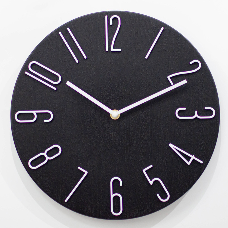 Picture of 30cm Clock Wall Clock Living Room Clock Wall Hanging Watch Quartz Clock Wall Hanging Creative Silent Wall Clock