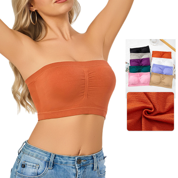 Picture of Foreign Trade Extra Large Size Double-layer One-character Women's Detachable Chest Pad Strapless Chest Wrapping Women's Invisible Underwear Cross-Border