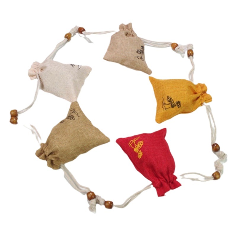 Jewelry storage nylon bag Lotus linen bag jewelry packaging gift purse Wenwan jewelry drawstring empty bag