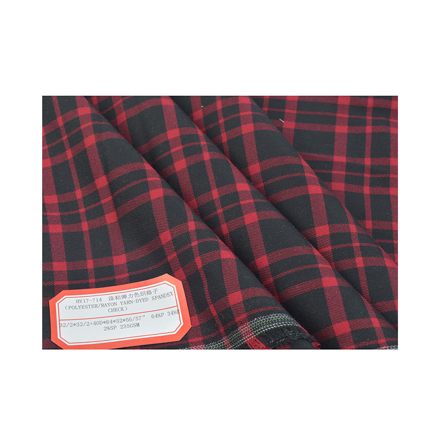Multi-Color Optional 250g Cotton Spandex Yarn-Dyed Clothing Fabric High Elastic Plaid Pants Fabric