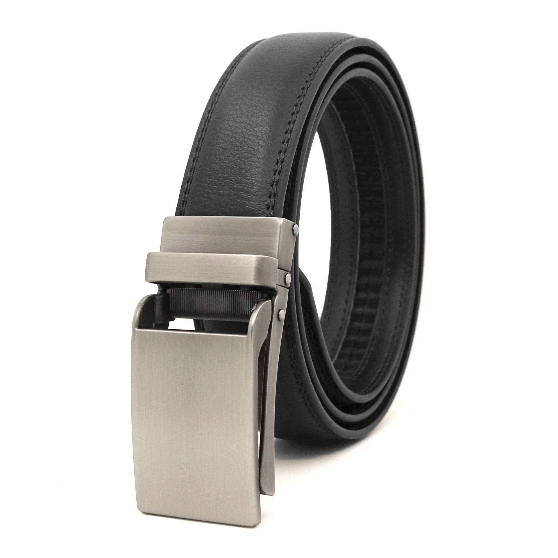 Picture of Japanese and Korean men's automatic buckle belt reverse pull buckle two-layer cowhide leather belt business Foreign Trade factory wholesale