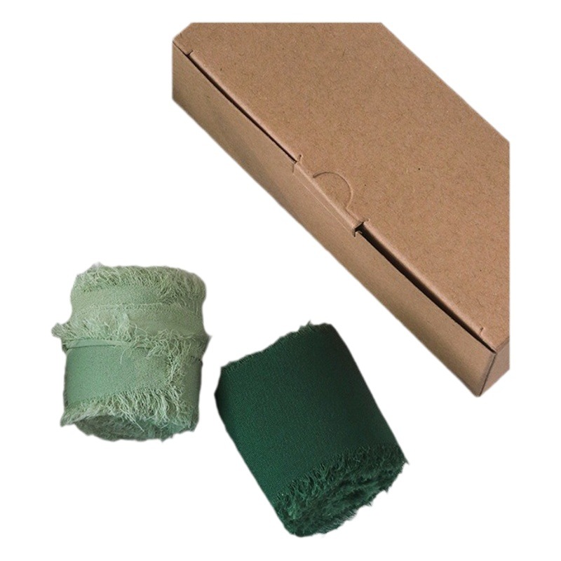Hand-ripped rough edge silk ribbon ins wedding arrangement flower strap gift box invitation Remonstrance decoration chiffon satin ribbon