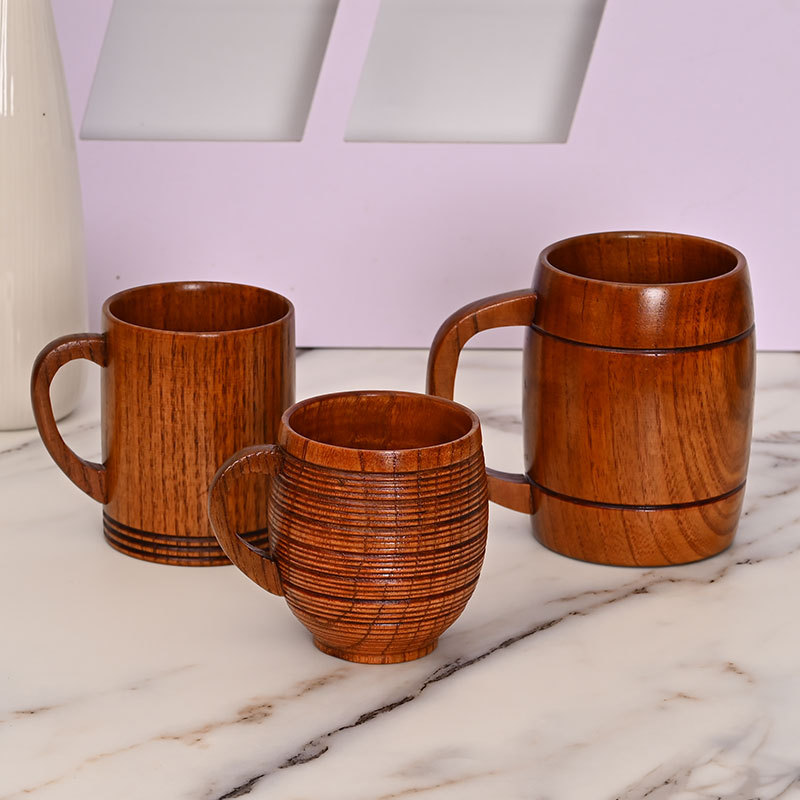 Origin supply round solid wood mug wooden creative water cup general insulation wooden cup large quantity excellent price