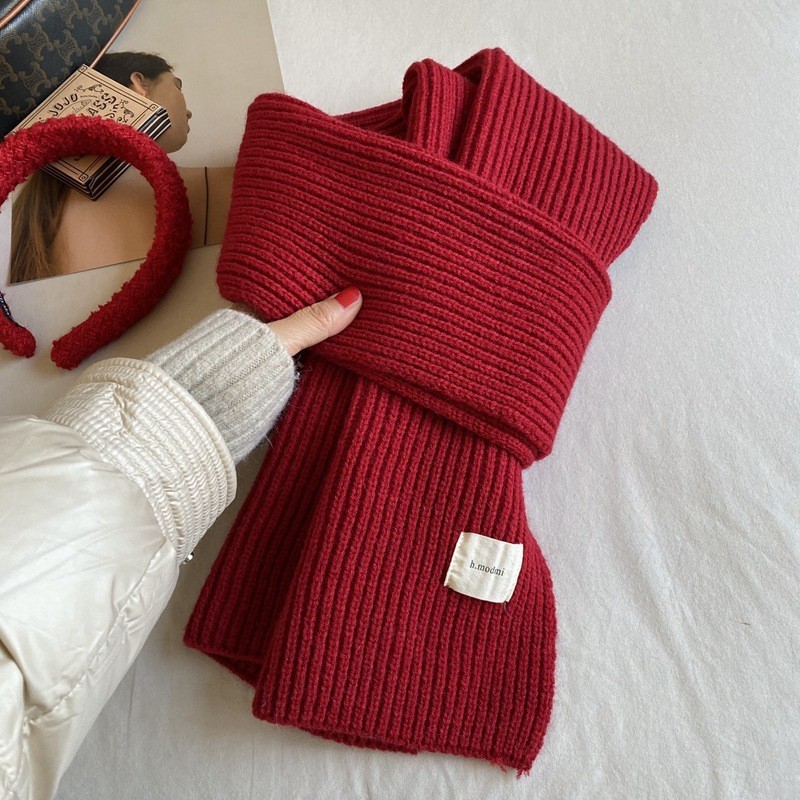 Korean-style Ins Ankora Red All-match Soft Wool Scarf Women's Winter New Student Thickened Warm Soft Waxy Needle
