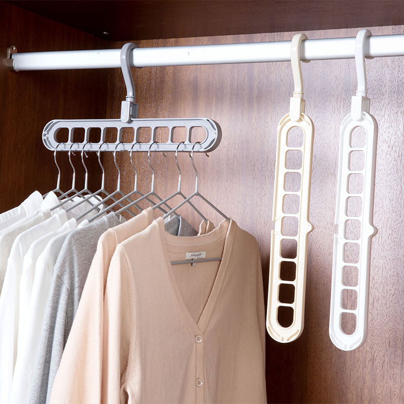 Picture of Tiktok same style nine-hole hanger multi-functional nine-hole rotating magic hanger folding clothes drying rack