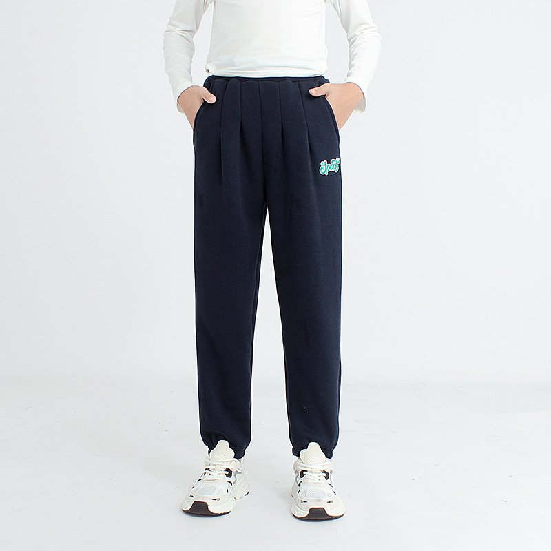 Picture of Winter Korean Style New Children's One-piece fleece-lined Trousers Large Children's Warm Sports Sweat Pants Girls' Pants for Hair