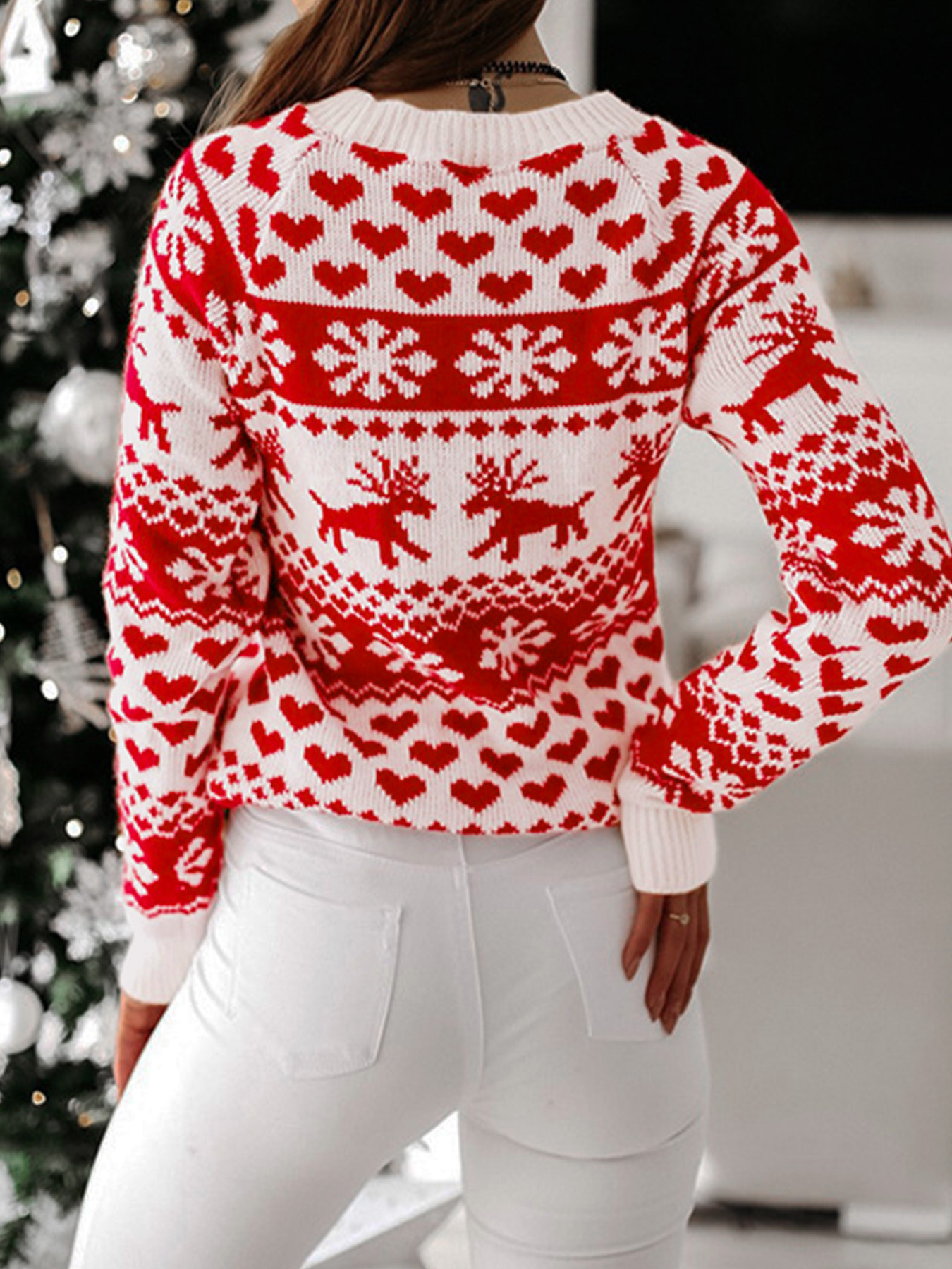 Picture of Foreign Trade Cross-border Europe and America Amazon Source Manufacturers Sweater Women's Long Sleeve Crewneck Christmas Knitwear Spring Autumn Winter