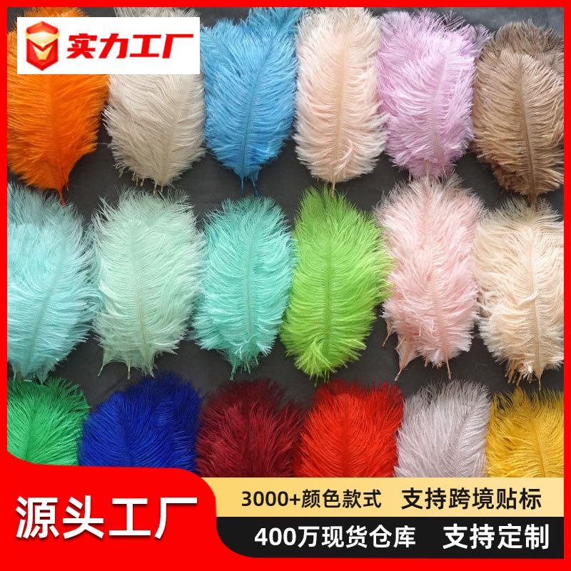 in stock wholesale color ostrich feathers 15-20cm wedding ornaments net red wall decoration feather wall bouquet diy material