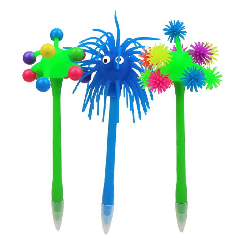 Cartoon Creative Ballpoint Pen, Cute and Super Cute Monster Fur Ball Expression Pen, Stress Relief Pen, Christmas Stationery Supplies