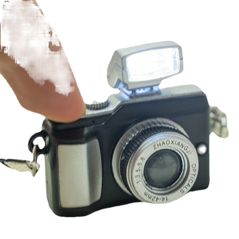 668 creative three-dimensional flash camera phone case LED light sound luminous keychain camera necklace pendant gift