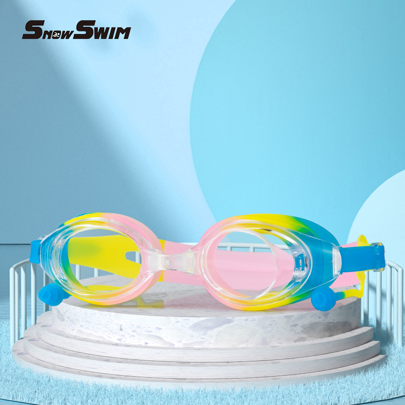 Picture of Boxed bagged one-piece earplugs silicone swimming goggles adult waterproof anti-fog plain large frame 100 swimming goggles cross-border