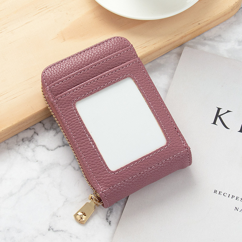 Picture of Card Bag Women's Korean-style New Anti-degaussing Solid Color Driver's License Mini Simple Multi-functional Compact Card Bag Card Cover for Women