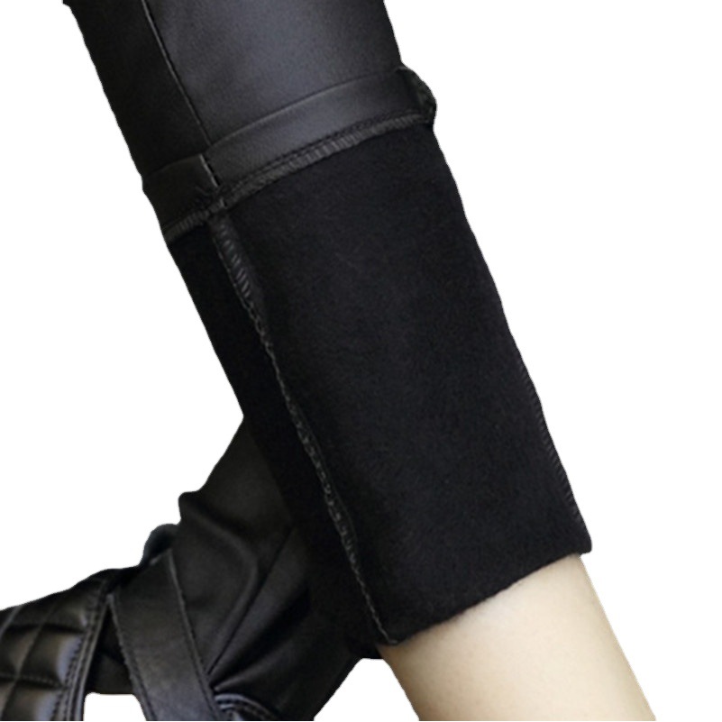 Leather pants women's high waist spring and autumn thin fleece-lined matte black tight leggings women's outer wear matte skinny pants