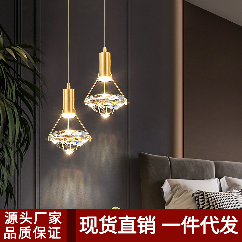 Nordic Crystal Chandelier Bedroom Bedside Lamp Post-modern Creative Designer Restaurant Corridor Bar Distinctive Small Chandelier