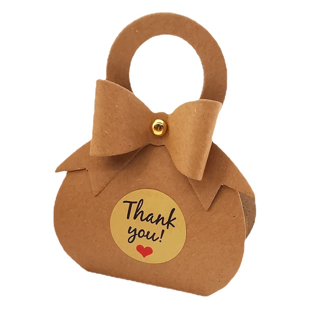 Promotional personality kraft paper candy box stickers wedding birthday candy packaging box retro simple hand box