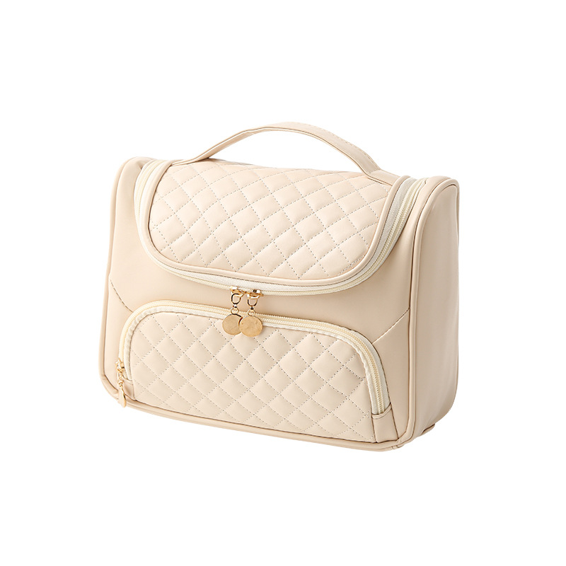 Picture of Pu Quilted Satchel Cosmetic Bag Large Capacity Satchel Waterproof Wet and Dry Travel Toiletry Bag Cross-Border Supply Wholesale