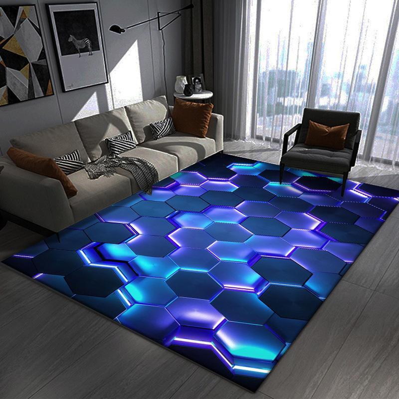 Carpet Living Room Dirt Resistant and Easy-to-take-care Simple Three-dimensional 3D Cool Non-slip Bedroom Bedside Carpet E-sports Room Decorative Carpet