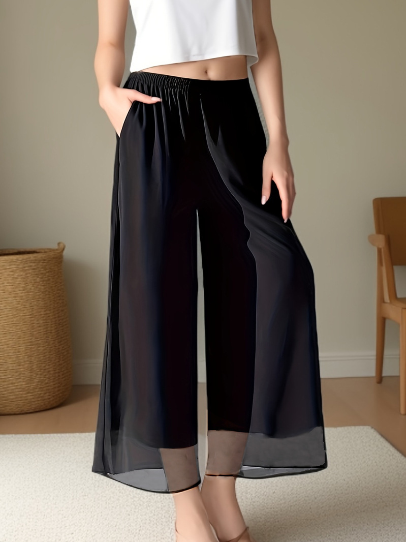 2025 Spring and Summer New European and American AliExpress Amazon Casual Chiffon Wide Leg Explosions Loose Casual Fashion Pants